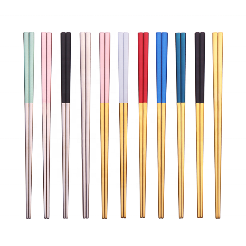 Koreean Custom Color Metal SUS 304 Stainless Steel Metal Titanium Chopsticks With Custom Logo