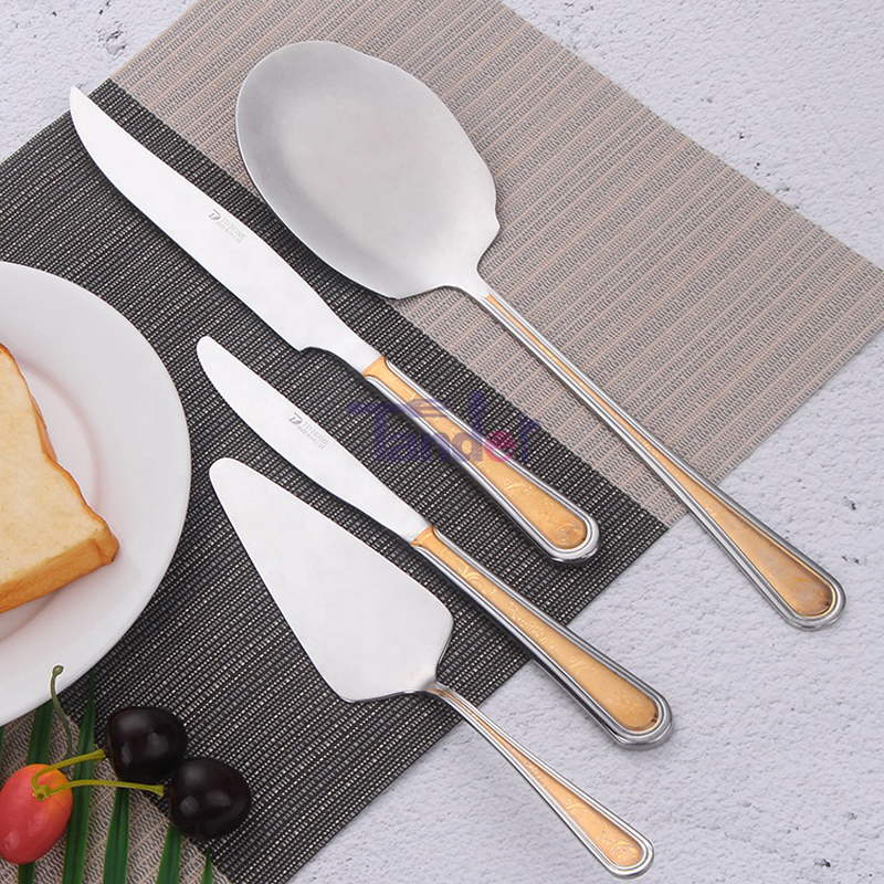 86PCS de înaltă calitate oțel inoxidabil de aur set cu cutie de piele