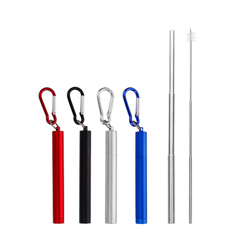 Wholesale metal Box personalizat Logo Reciclare de băut aur Stainless Steel Retractable Straw