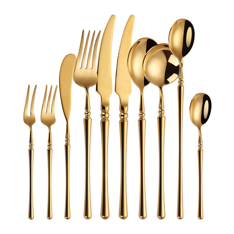 Elegant bulk Gold Flatware Stainless Steel Cutlery Setează furculiţe de linguri şi cuţite pentru evenimente